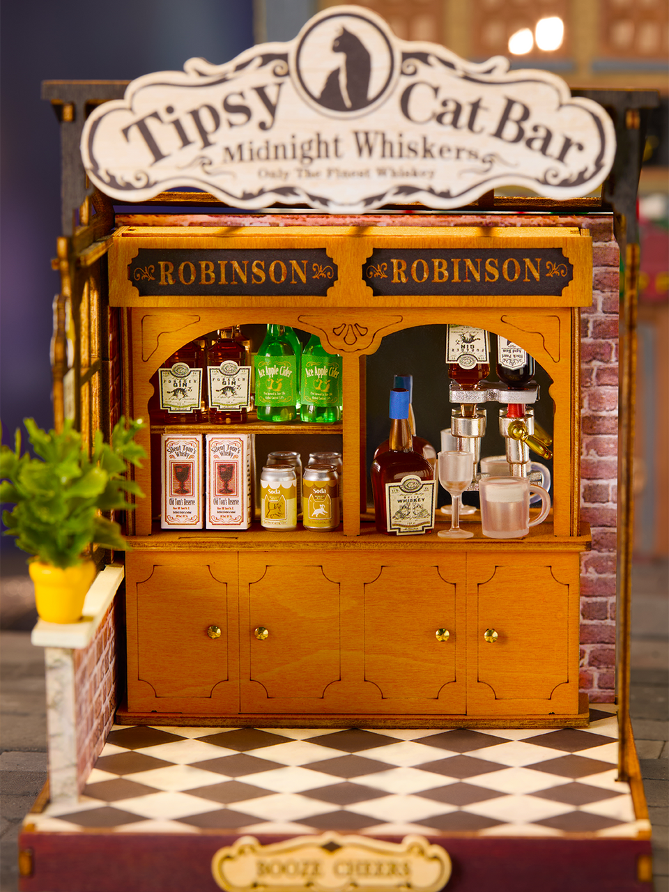 Tipsy Cat Bar Miniatur Bausatz mit schlafender Katze
