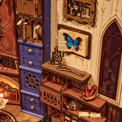 Magic Fantasy Corner Book Nook mit Hexenkessel & Katze