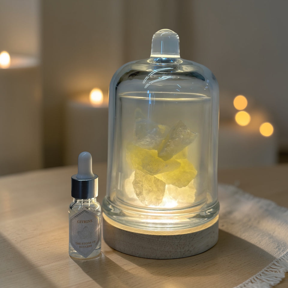 Kristall-Diffusor Lampe mit LED – Duftöl Set in 5 Varianten