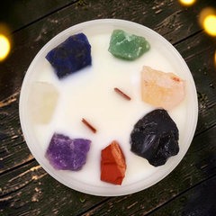 Chakra Kristallkerze Sieben Chakra mit echten Edelsteinen