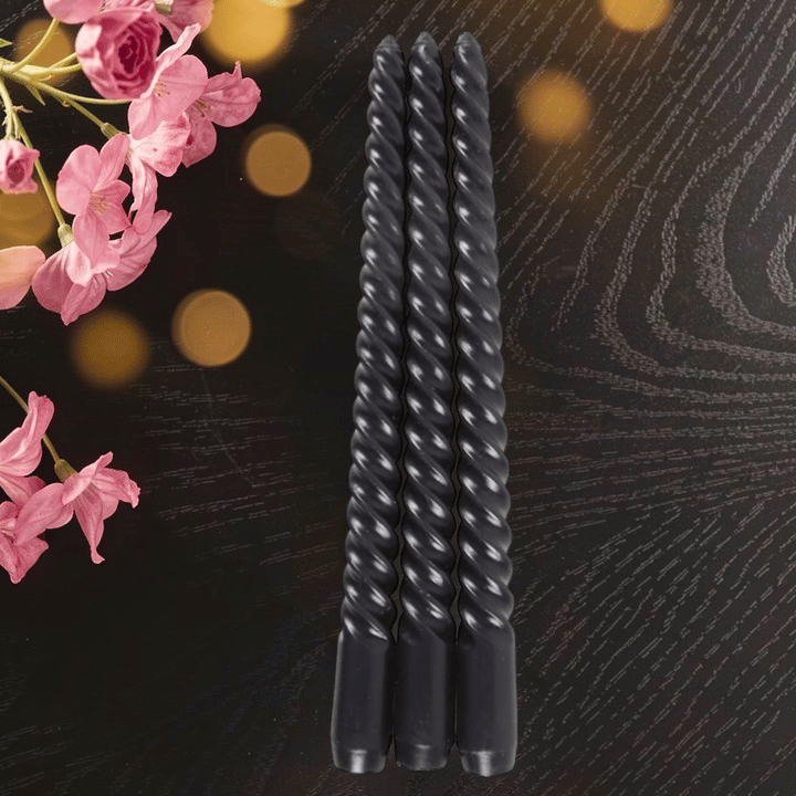 Twist Stabkerzen 3er Set – Dark Romance Kerzen in gedrehter Form