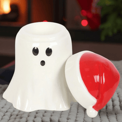 Duftlampe Geist mit Weihnachtsmütze – Winter Duft- und Wachswärmer für Halloween Fans