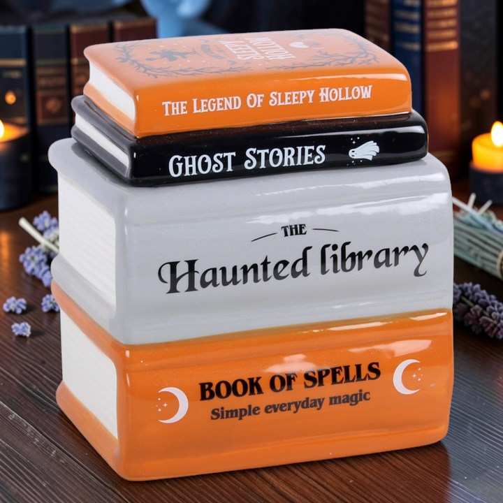Halloween Duftlampe Bücherstapel – Ölbrenner & Wachsschmelzer im Buchdesign