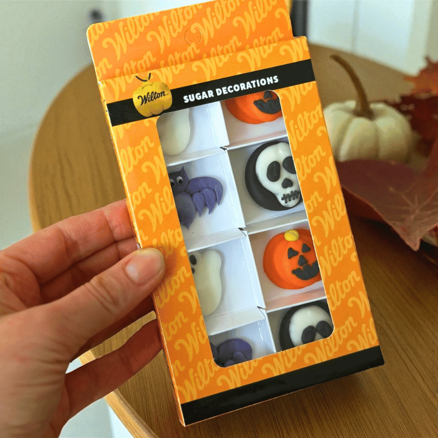 Essbare Halloween Zuckerdeko – Geister, Kürbis, Fledermaus & Totenkopf (8 Stück)