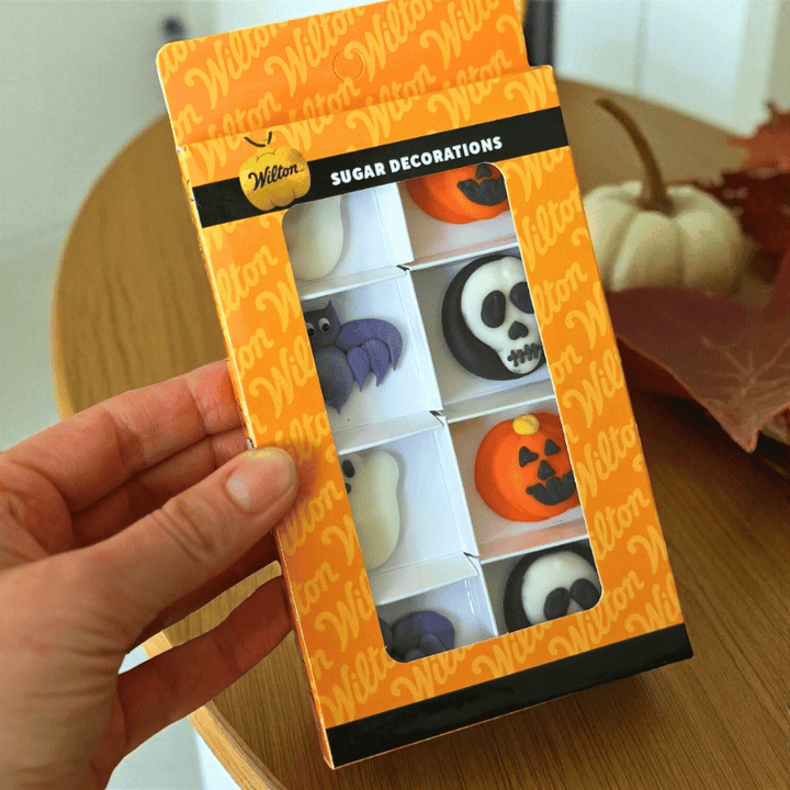 Essbare Halloween Zuckerdeko – Geister, Kürbis, Fledermaus & Totenkopf (8 Stück)