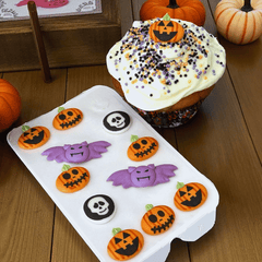 Essbare Halloween Zuckerdeko – Kürbis, Fledermaus & Totenkopf