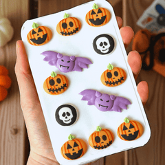 Essbare Halloween Zuckerdeko – Kürbis, Fledermaus & Totenkopf