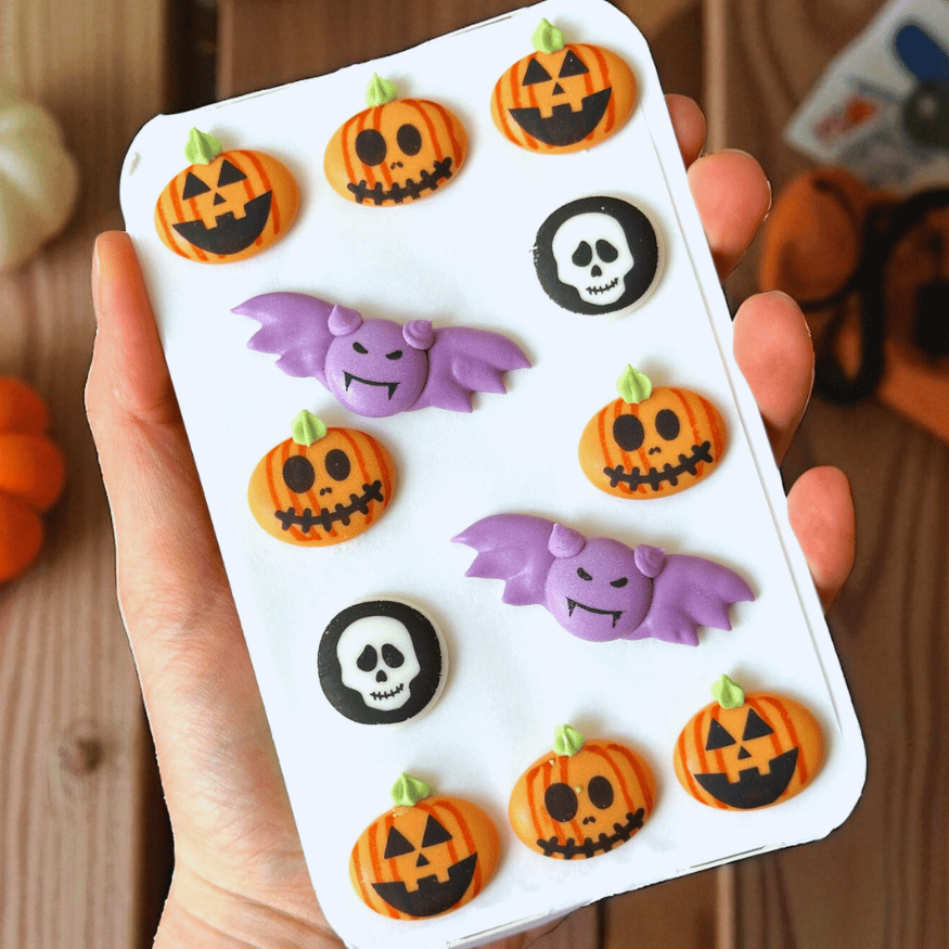 Essbare Halloween Zuckerdeko – Kürbis, Fledermaus & Totenkopf