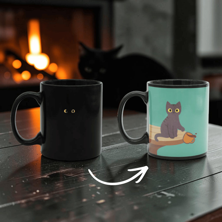 Farbwechsel Kaffeebecher freches Kätzchen