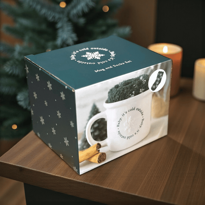 Festliche Winter Tasse & Socken-Set – Geschenkset