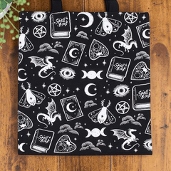 Mystische Symbole Stoffbeutel mit Mond & Motten