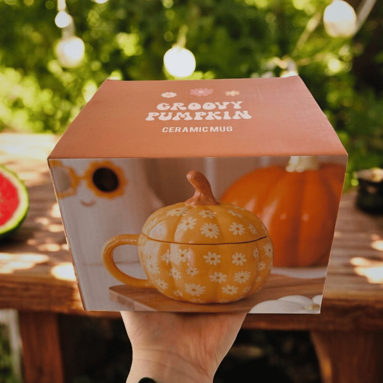 Florale Kürbis-Tasse – mit Deckel – ZauberMerch