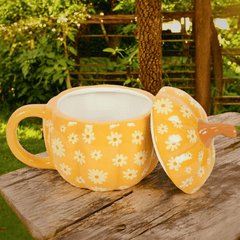Florale Kürbis-Tasse – mit Deckel