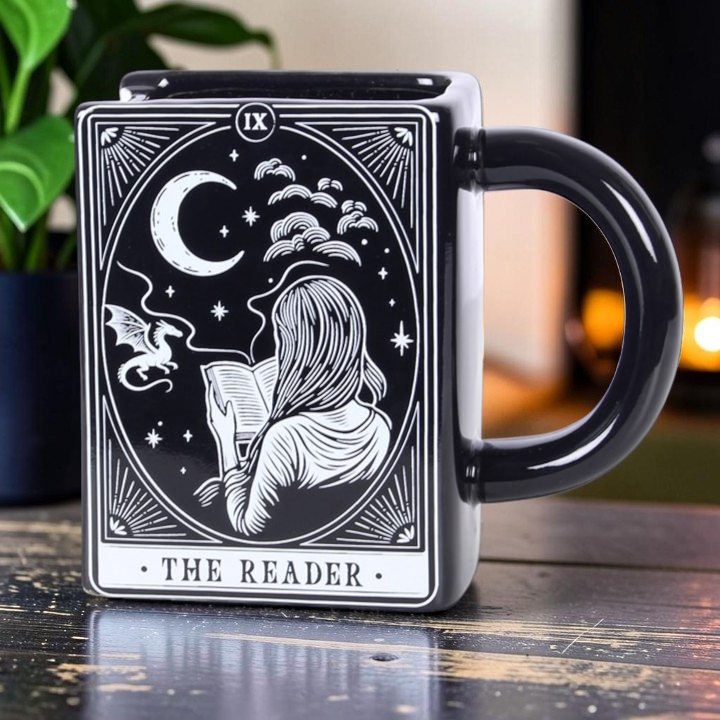 Mondleserin Zauberbuch Tasse in Buchform - Tarot Design The Reader