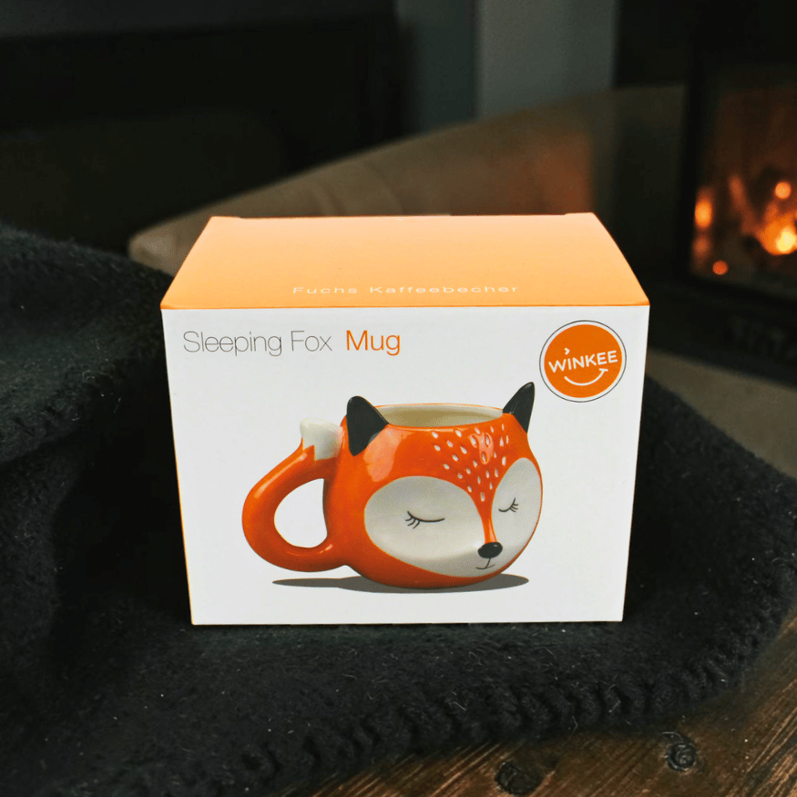 Fuchs Kaffeebecher mit schlafendem Gesicht