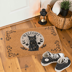 Schwarze Katze Fußmatte – Witchy Türmatte Katzen Energie