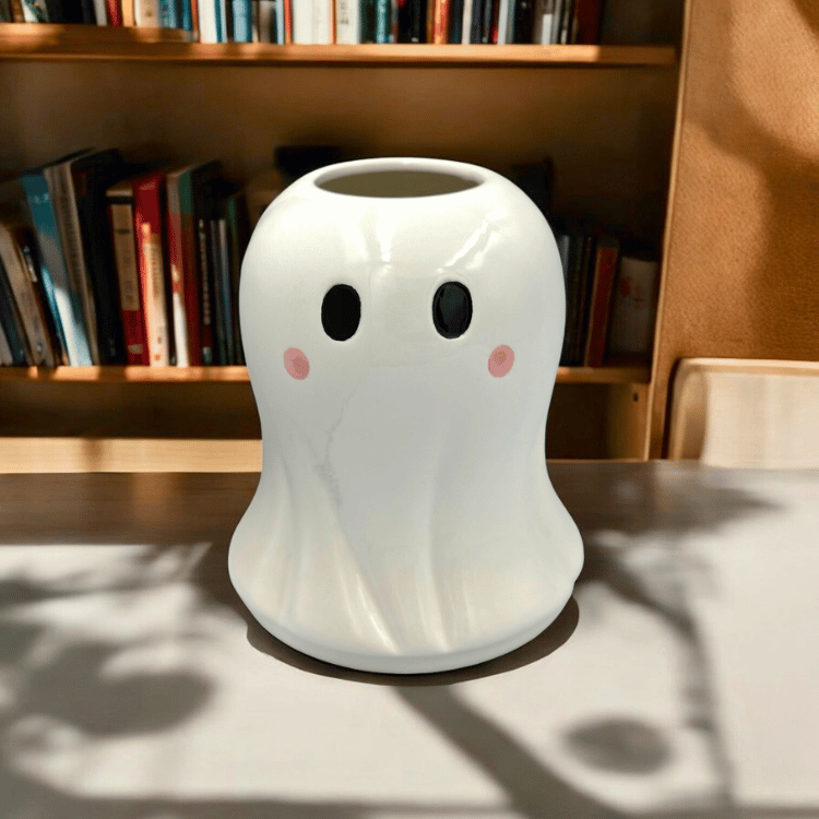 Geist Vase aus Keramik – Süße Deko für Halloween