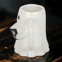 Geister Tasse – Keramikbecher mit lesendem Gespenst
