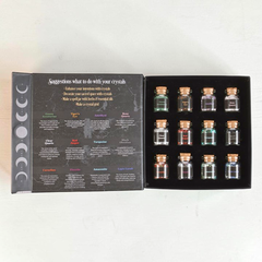 Kristallsplitter Set mit 12 Fläschchen für Zaubersprüche