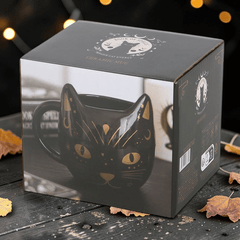 Schwarze Katzen Tasse – Witchy Kaffeebecher mit Katzenkopf Form