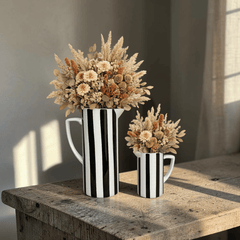 Gestreifte Dolomit Vase – Schwarz Weiße Krugvase
