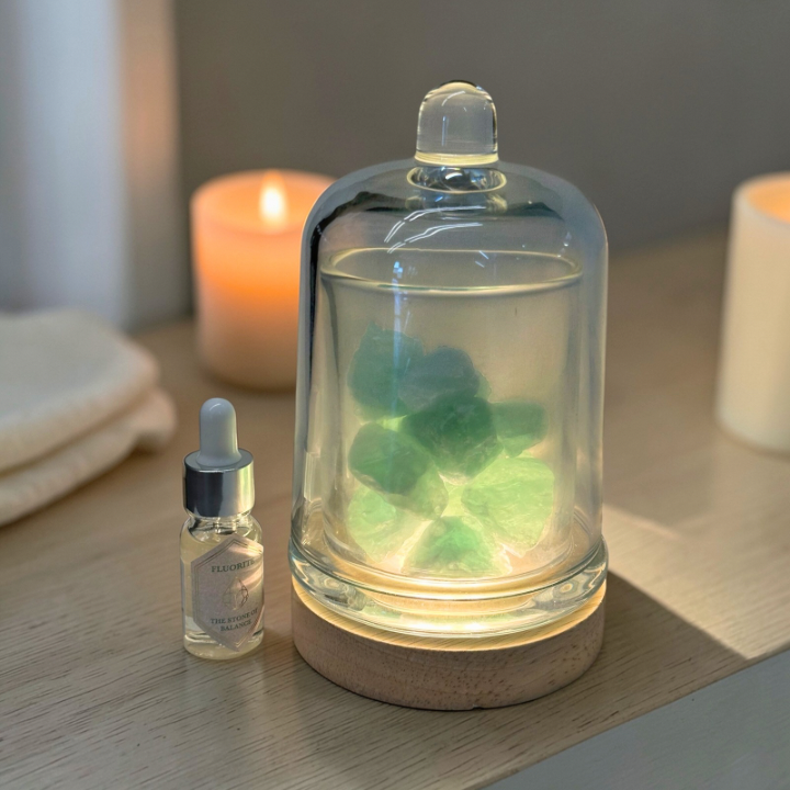 Kristall-Diffusor Lampe mit LED – Duftöl Set in 5 Varianten