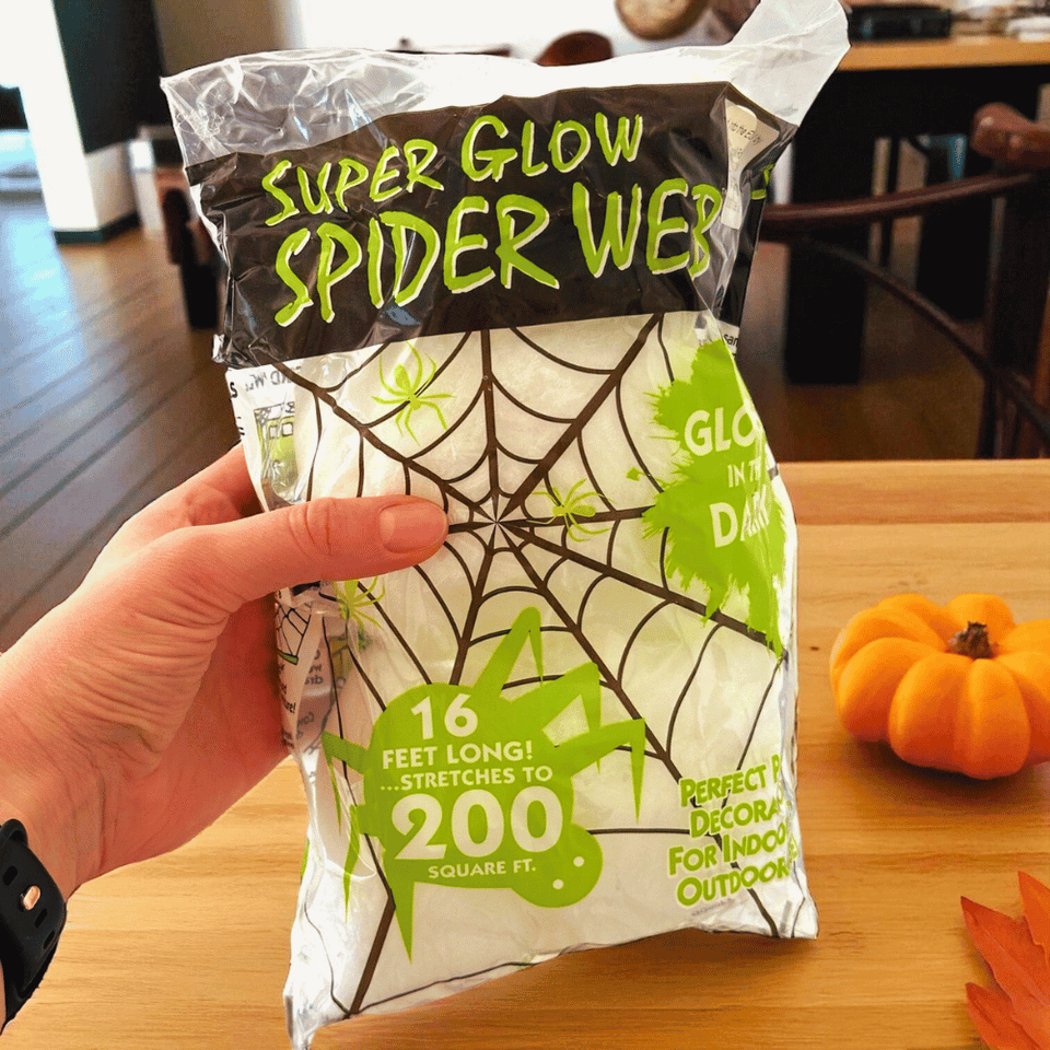 Leuchtendes Spinnennetz USA IMPORT! Kunst-Spinnennetz als Halloween Deko (60g)