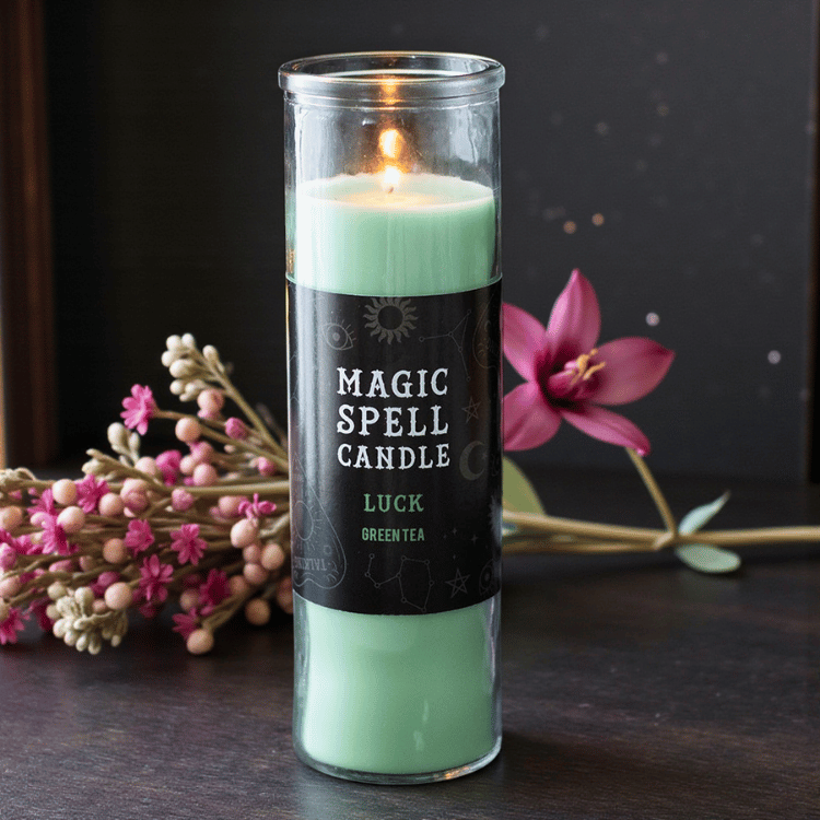 Glück Ritualkerze "Grüntee" – Witchy Zauberkerze für Intention & Rituale