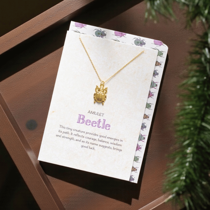 Glücksbringer Käfer Halskette (gold) inkl. Geschenkkarte