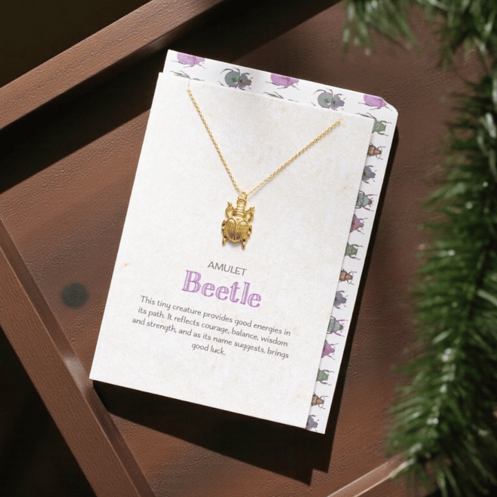 Glücksbringer Käfer Halskette (gold) inkl. Geschenkkarte