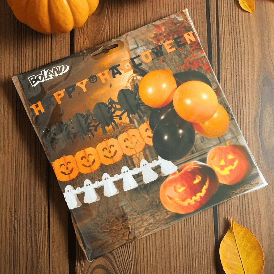 Halloween Party Dekoset – 24-teilig mit Girlanden, Ballons & Spooky Must-haves