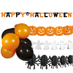 Halloween Party Dekoset – 24-teilig mit Girlanden, Ballons & Spooky Must-haves