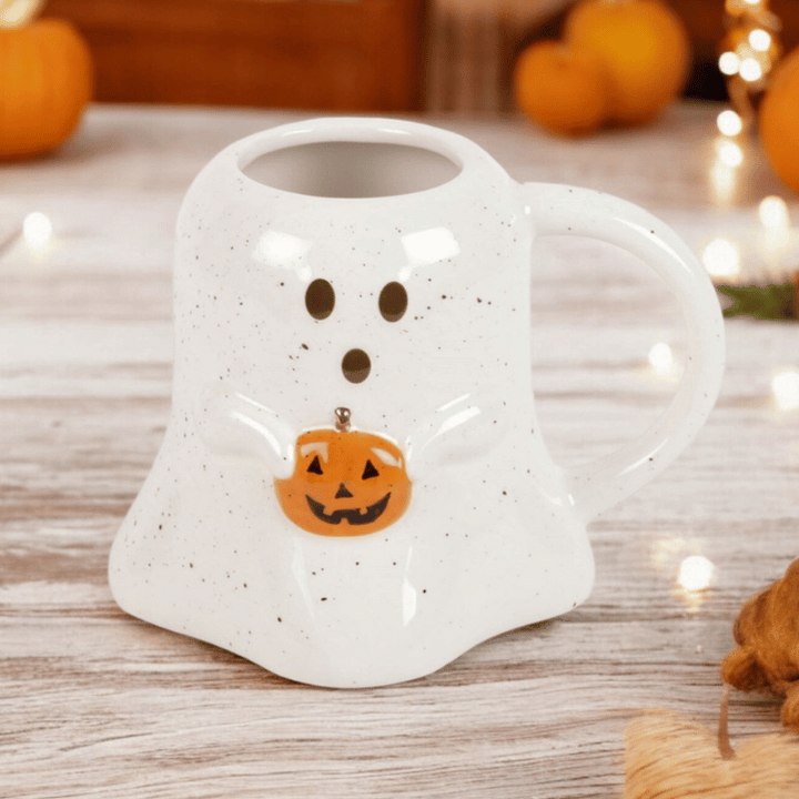 Halloween Geister-Tasse mit Kürbis