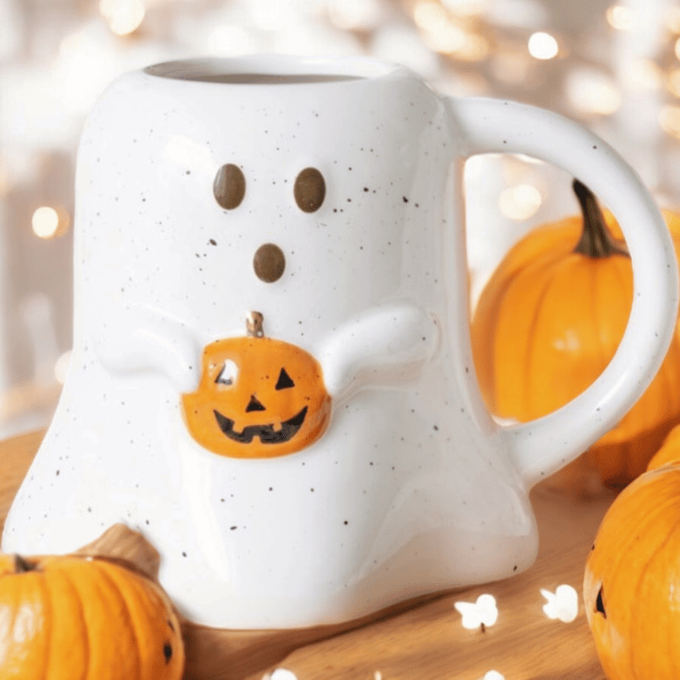 Halloween Geister-Tasse mit Kürbis