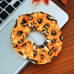 Halloween Haargummi mit Kürbis-Muster – Orange