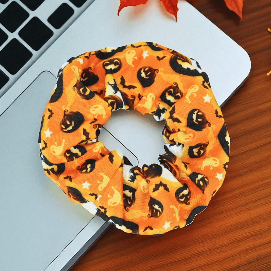 Halloween Haargummi mit Kürbis-Muster – Orange