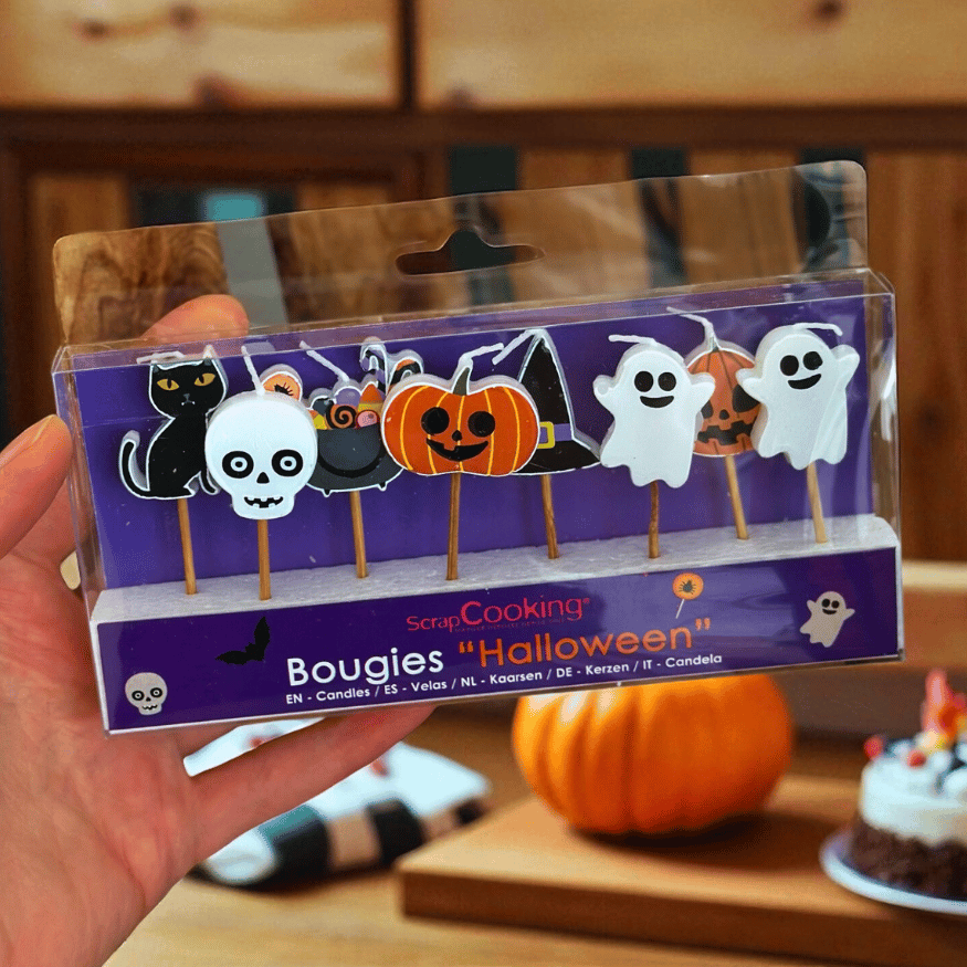 Halloween Kerzenfiguren Set – 8 Stück für Torten & Partys