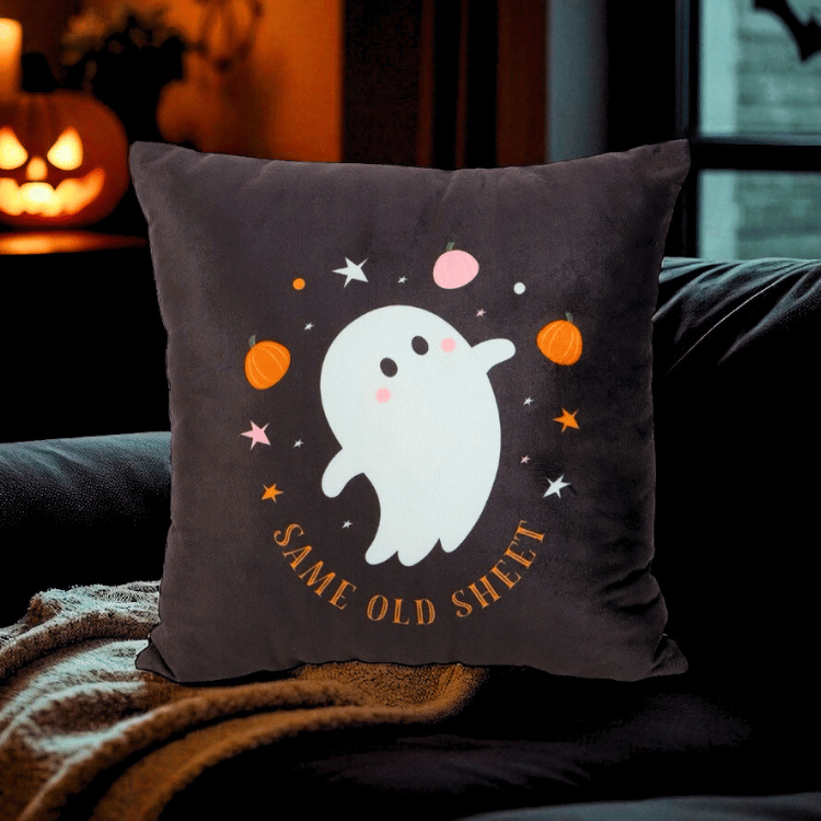 Halloween Kissen mit Geist – Sweet & Spooky oder Lustiger Spruch