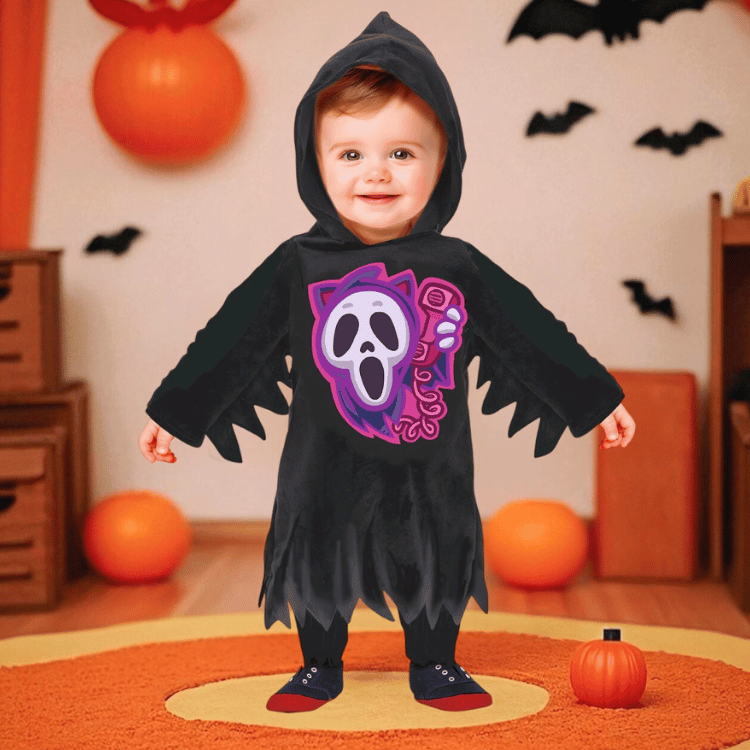 Halloween Kostüm Baby & Kleinkind – Mini Sensenmann mit Kapuze - 12-18 Monate