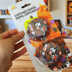 Halloween Muffinförmchen – 50 Stück, 2 Designs (Kürbis & Monster)