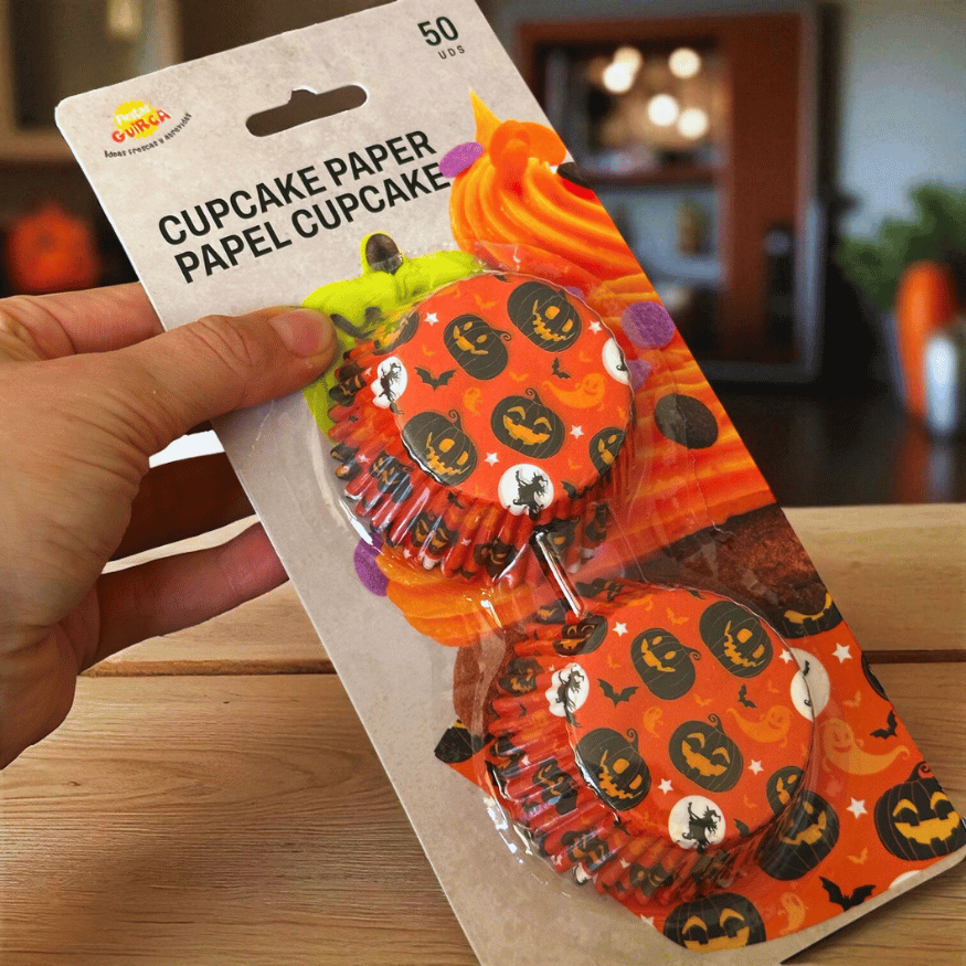 Halloween Muffinförmchen – 50 Stück, 2 Designs (Kürbis & Monster)