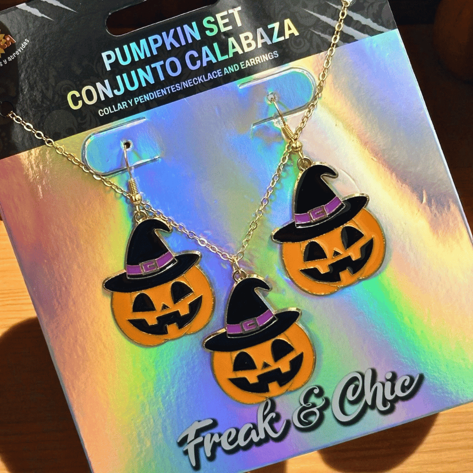 Halloween Schmuckset – Kürbis Ohrringe & Halskette