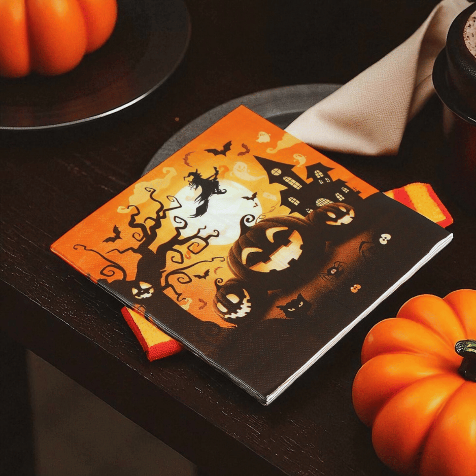 Halloween Servietten – 4 Designs (Kürbis, Gothic, Candy, Monster)