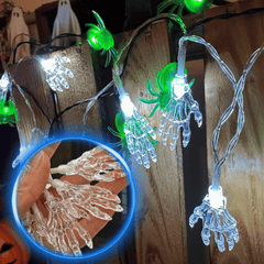 Halloween Skelett-Hand LED Lichterkette – Grusel-Deko in Weiß