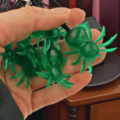 Halloween Spinnen LED Lichterkette – Grusel-Deko in Grün