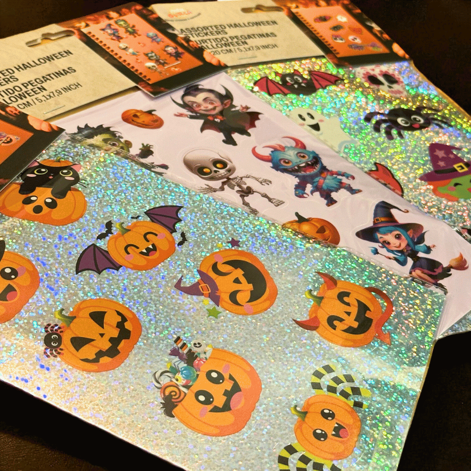 Halloween Sticker Set – holografisch und spooky (4 Bögen)