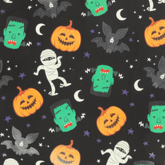 Halloween Stofftasche „Monster-Party“ – Witchy Tragetasche mit Kürbis & Fledermaus Motiv