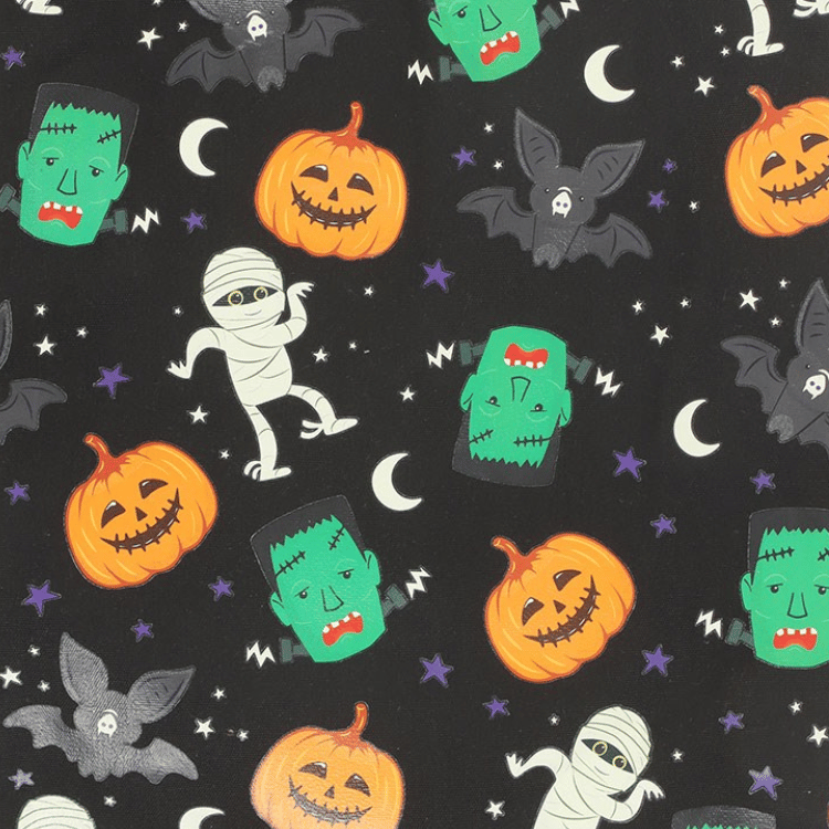 Halloween Stofftasche „Monster-Party“ – Witchy Tragetasche mit Kürbis & Fledermaus Motiv