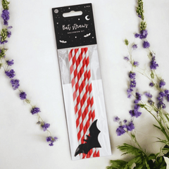 Halloween Strohhalme mit Fledermäusen – 6er Set