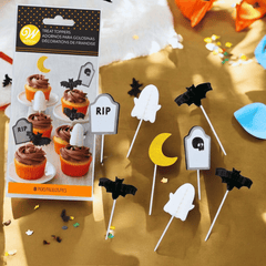Halloween Tortentopper Set – Geister, Grabsteine & Fledermäuse